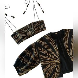 ALEXIS Tie shoulder Top and crop Jacket Size S